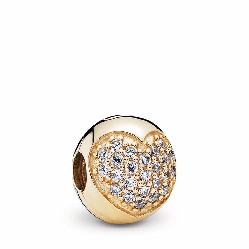 Pandora Love Of My Life Clip Charm - Yellow Gold 14 K/Cubic Zirconia - Canada | BU7037GB